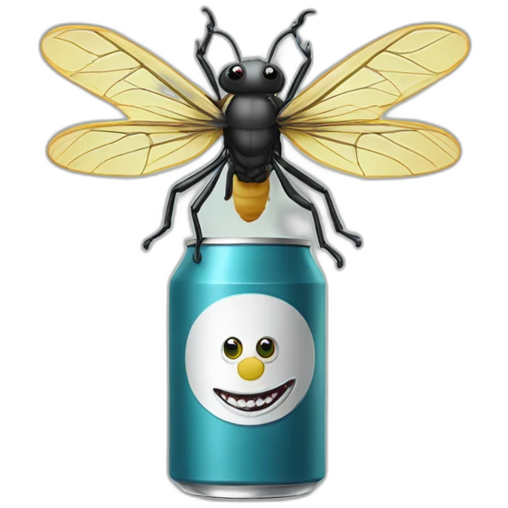 Une mouche sur une canette de monster emoji