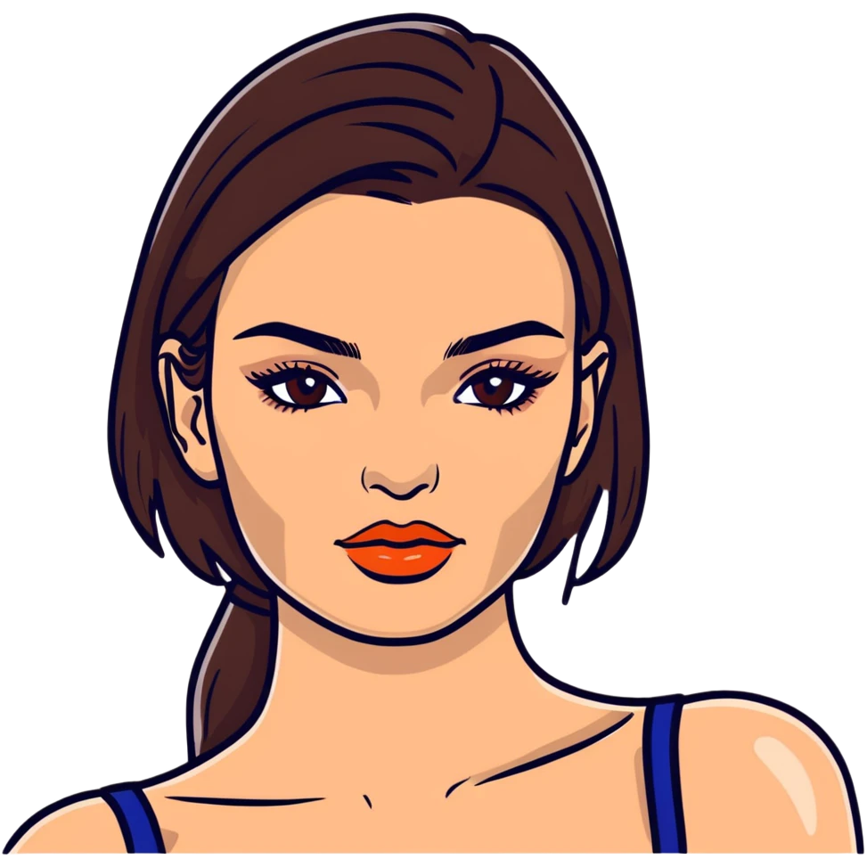 Emily Ratajkowski, glamorous model with dark brown hair, brown eyes, perfect eyebrows emoji