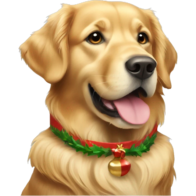 Golden retriever wearing a Christmas collar  emoji