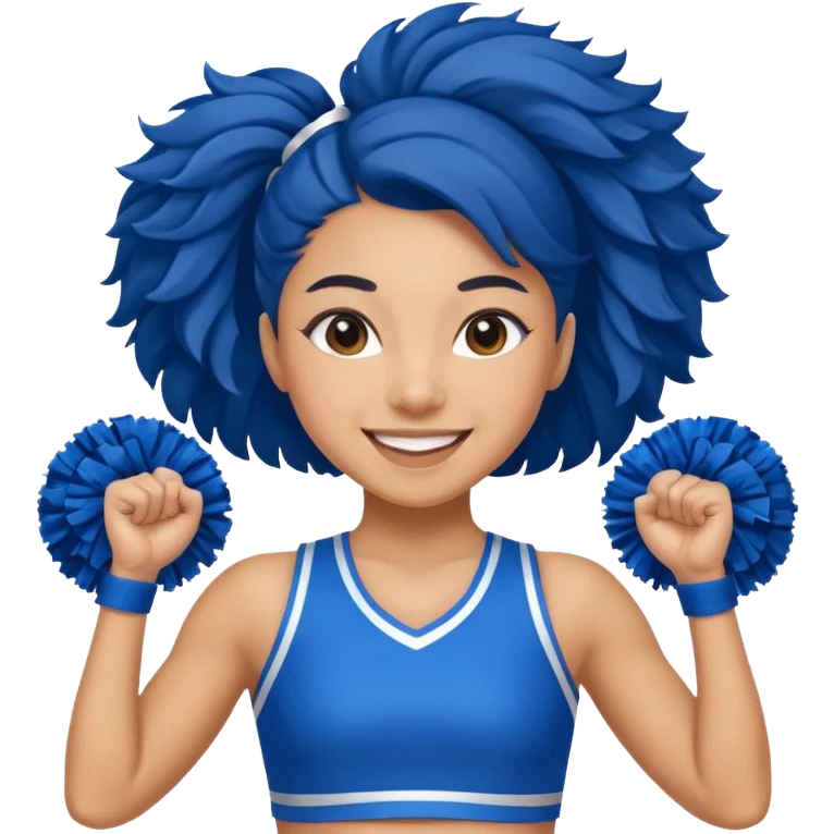 Blue Cheerleaders in a stunt mixed race emoji