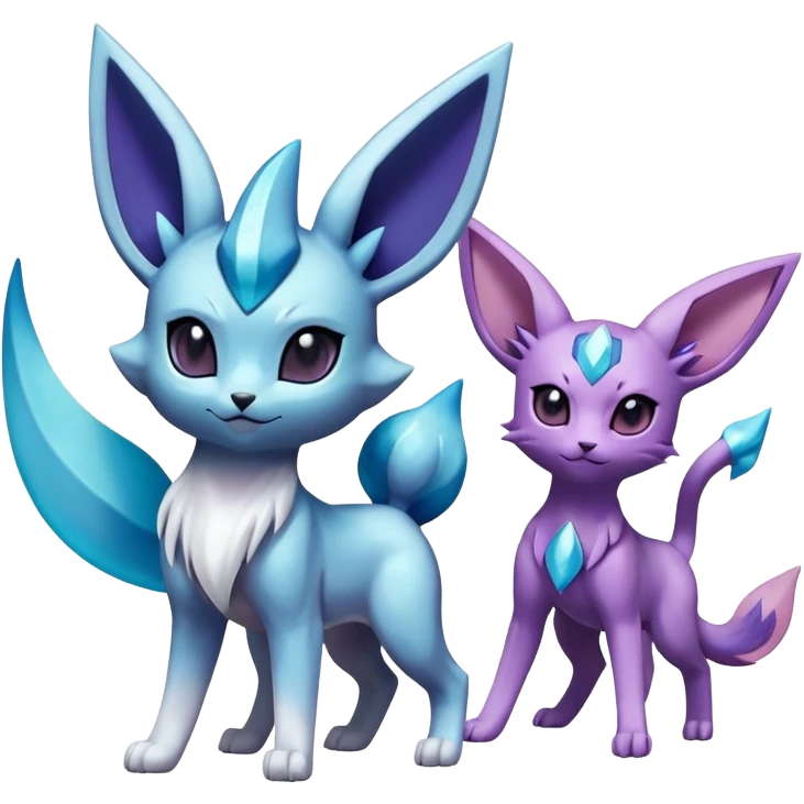 Shiny colorful Glaceon Espeon Pokémon emoji