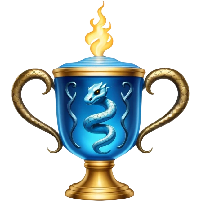 Triwizard Cup from Harry Potter with detailed snake-shaped handles, glowing blue emoji