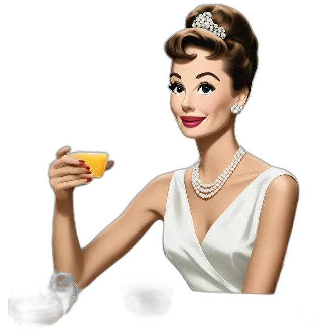Aubrey Hepburn at breakfast at Tiffany’s emoji