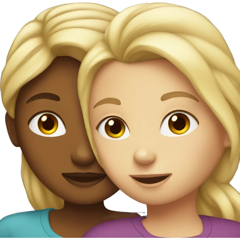 Woman with blonde hair hugging woman with brown hair emoji