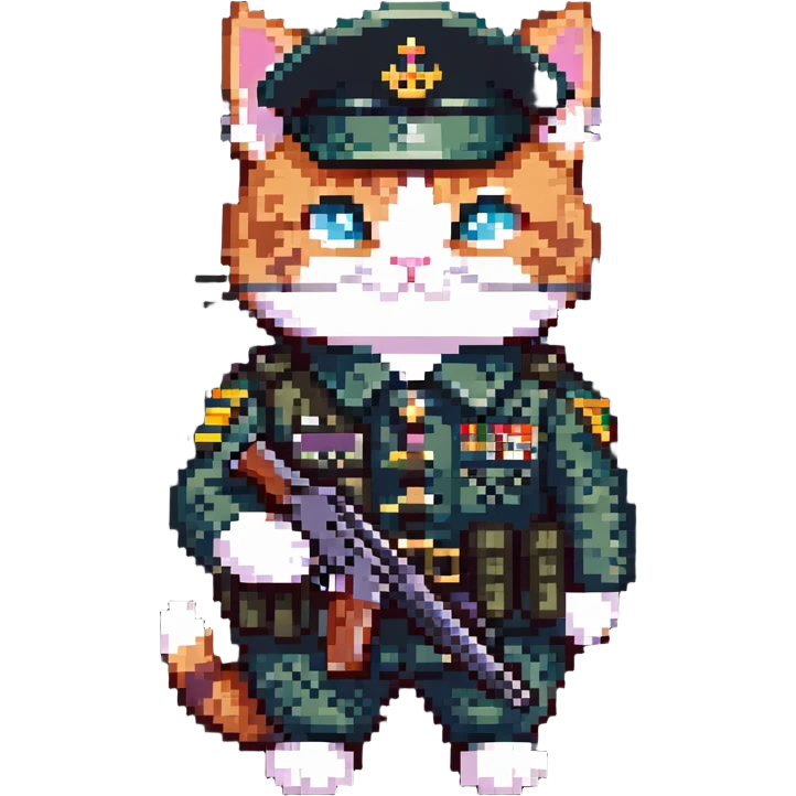 A cat with a gun serving in the ZSU emoji