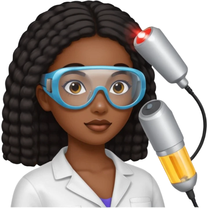 black girl doing laser hair removal emoji