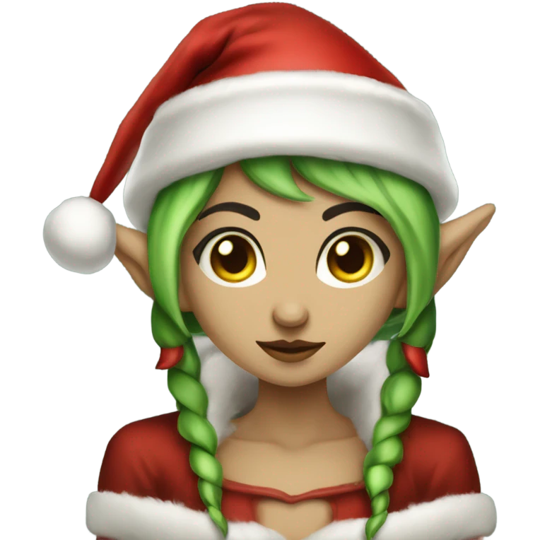 rogue female elf fantasy wearing santa hat emoji
