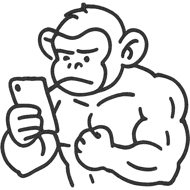 muscle monkey playing cellphone emoji