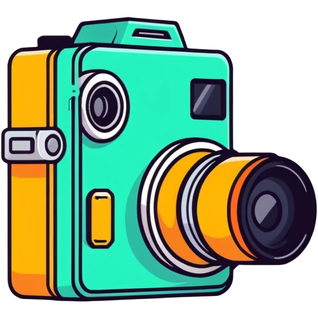 camera, cartoonish sticker style emoji