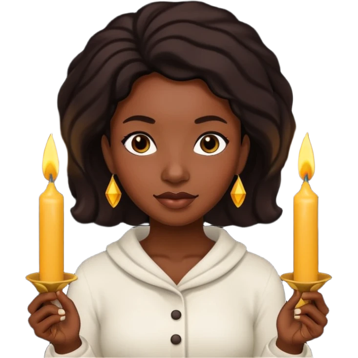 black woman holding candles emoji