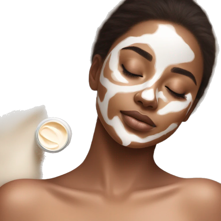 pretty brunette girl sleeping with cream coloured moisturiser face mask soft textures and ethereal glow emoji