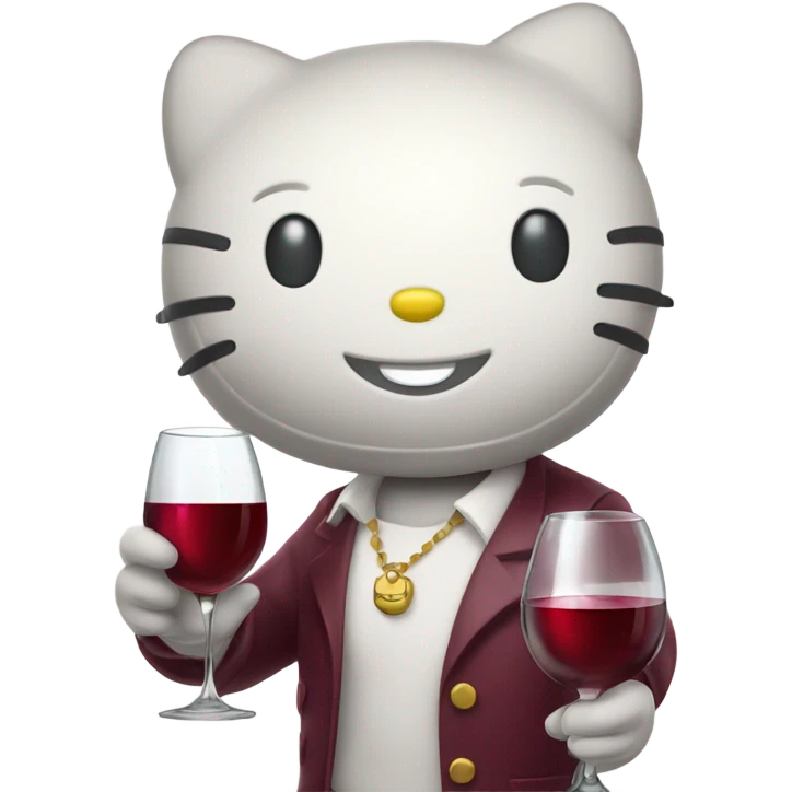 Hello Kitty drinking red wine emoji