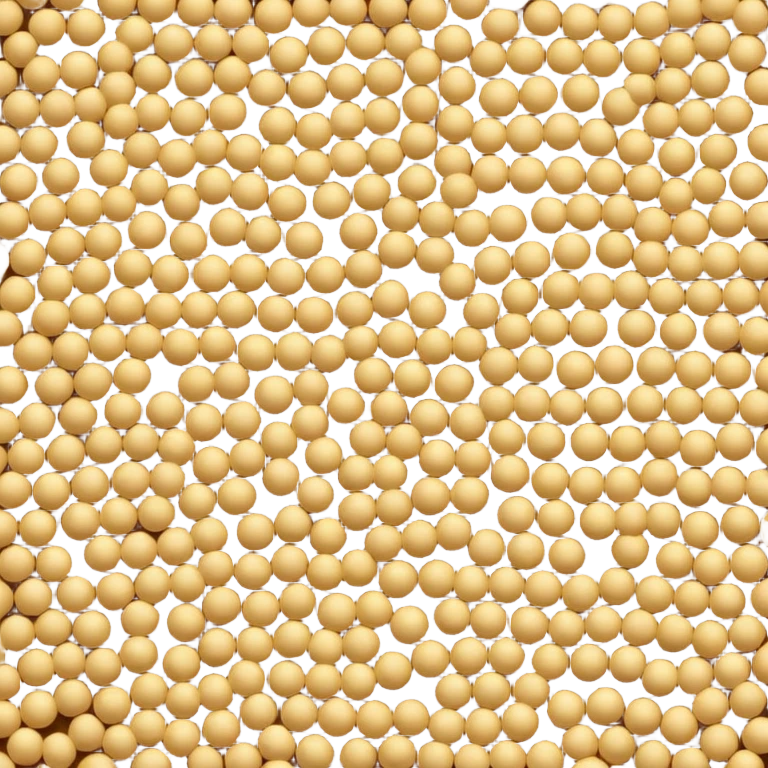loose scatter of small round seeds in warm yellow to light brown tones, matte, slightly textured surface, grains in varied sizes, clustered or gently dispersed in a natural pile, no bowl or extras, soft lighting, subtle shadows, emoji scale emoji
