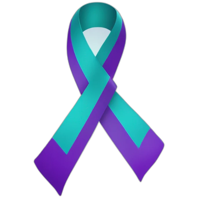 Purple and teal awareness ribbon  emoji