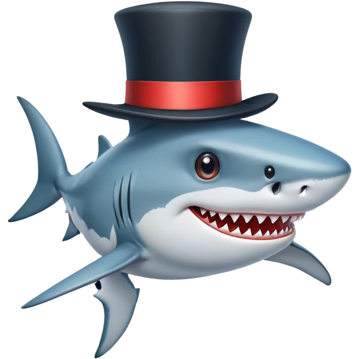 Shark with a top hat emoji
