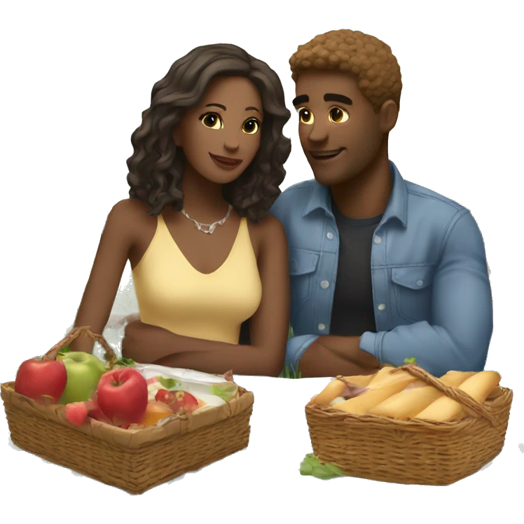 Romantic picnic date for beautiful white couple emoji
