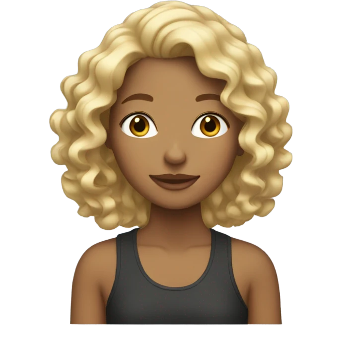 Tan girl with blond curly hair emoji