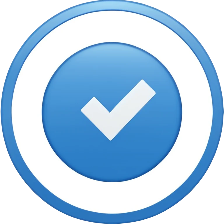 i need a blue flat 2d circle shape with smooth edges with a symbol of white good on it  emoji