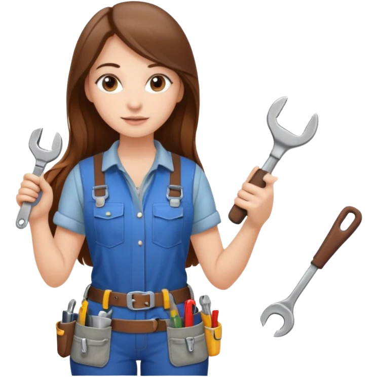 beautiful girl with long brown hair building new kitchen emoji