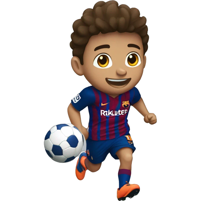 Niño corriendo con una pelota y con el escudo del fc barcelona emoji