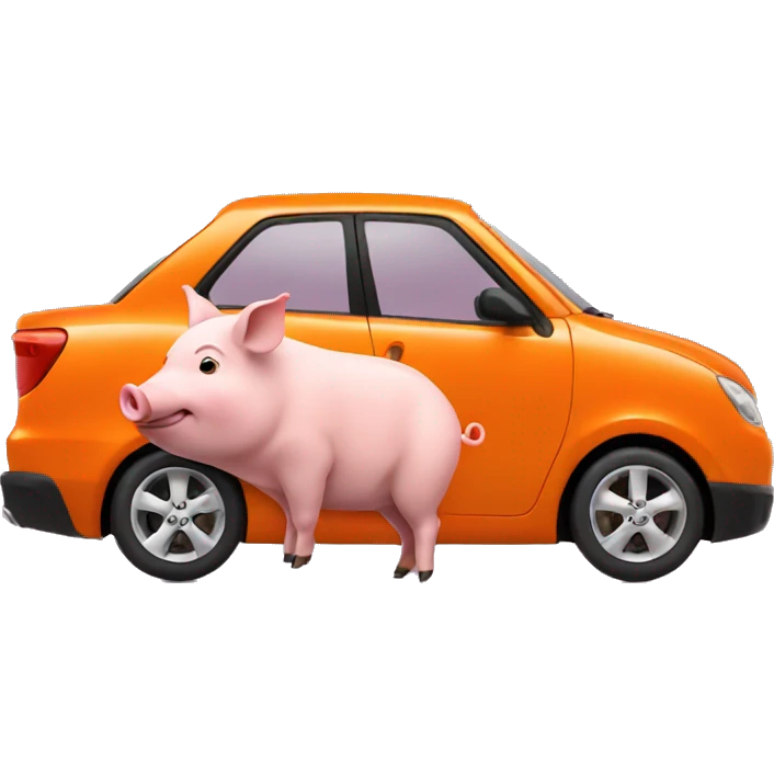 Pig driving orange car emoji