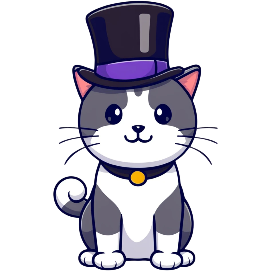 A cat elegant wearing top hat  emoji