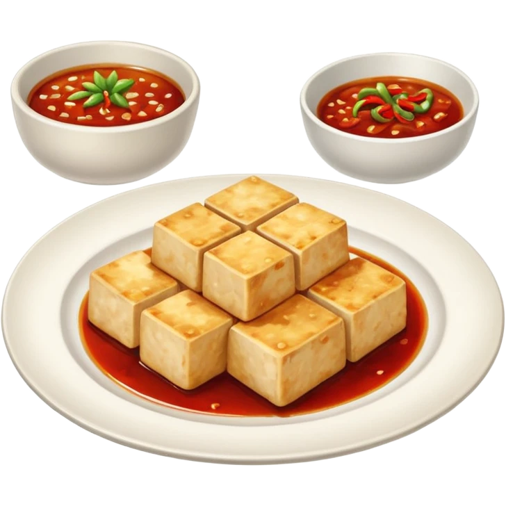 fried tofu with chili on the side of the plate emoji