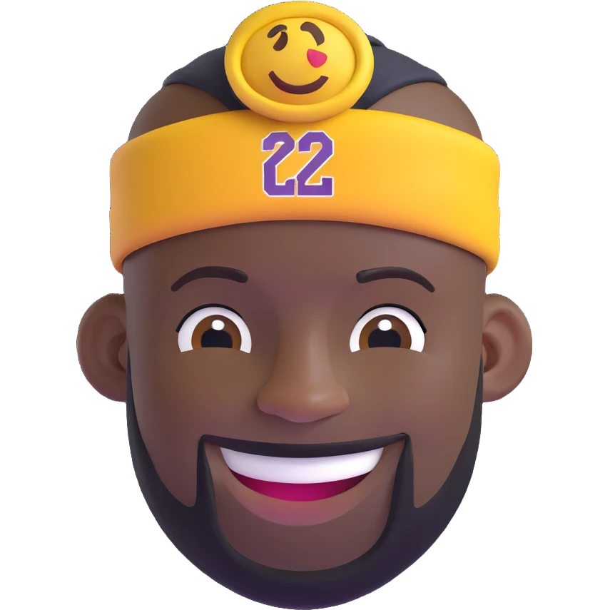 LeBron James emoji, wearing a headband, smiling emoji