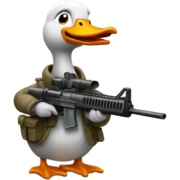 Silly goose with machine gun emoji