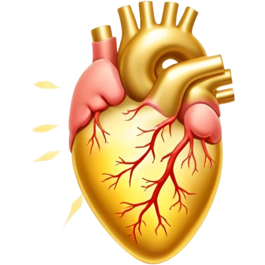 Glowing golden omega-3 pill with ethereal aura, connected by flowing energy to a luminous brain and heart. The brain shows enhanced neural activity while the heart pulses with healthy rhythm, all surrounded by a soft radiance representing improved cognitive and cardiovascular health. emoji
