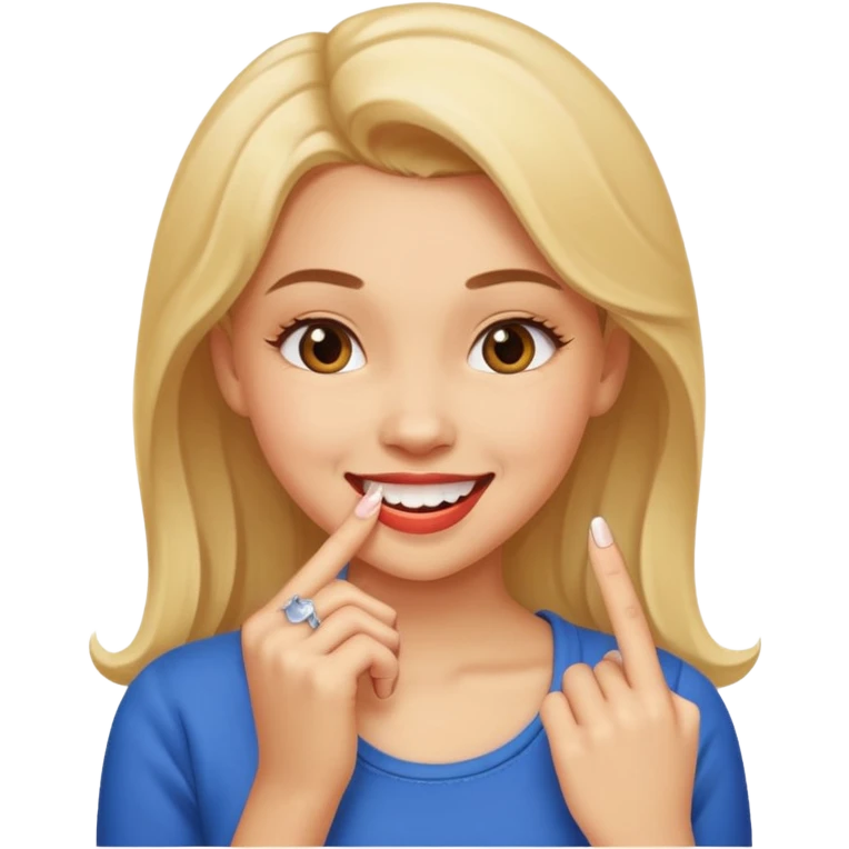 flirty biting nail while smirking girl emoji