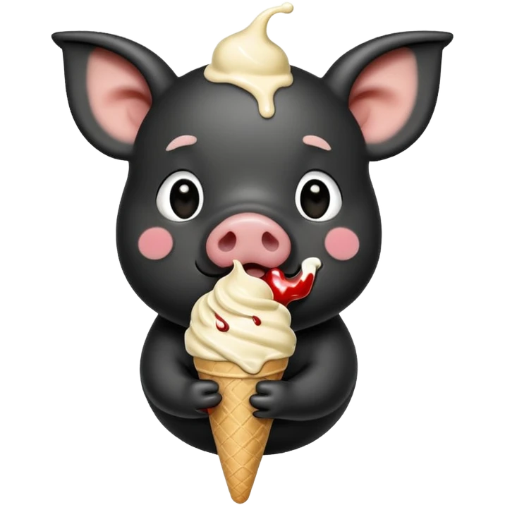 black pig with ice cream emoji