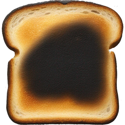 a slice of toast there are black charred  emoji