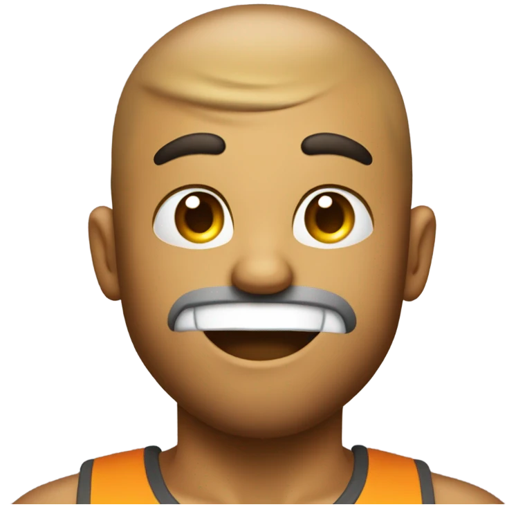 a standard emoji with grunting face and a sweat droplet from his forehead emoji