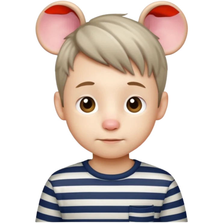 stripped shirt wearing Cute boy mice hair style. emoji