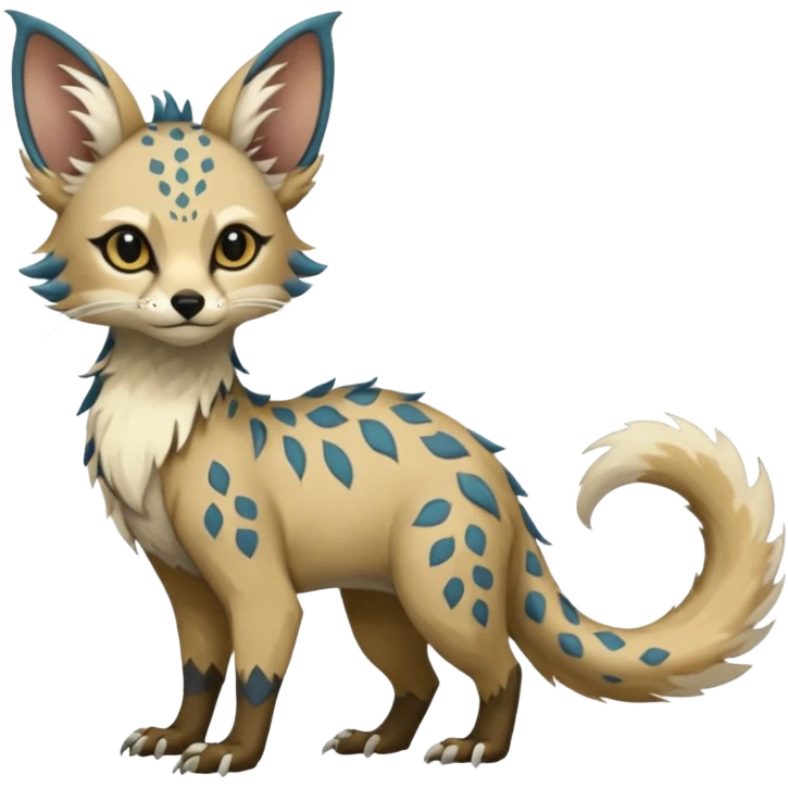 Feral Rare Fantasy Vernid-Trico-species by LiLaiRa, random markings, tufted tail, tufted ears, full body emoji