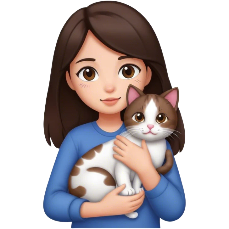 Brunette Girl holding cat emoji