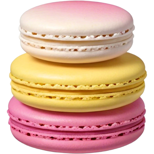 Cinematic Realistic Macaroon Dessert Emoji, showcasing colorful, delicate meringue-based cookies with a crisp exterior rendered with vibrant textures and playful, soft lighting. emoji