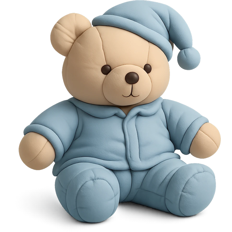 teddy bear wearing soft and cozy pajamas, cushion style emoji