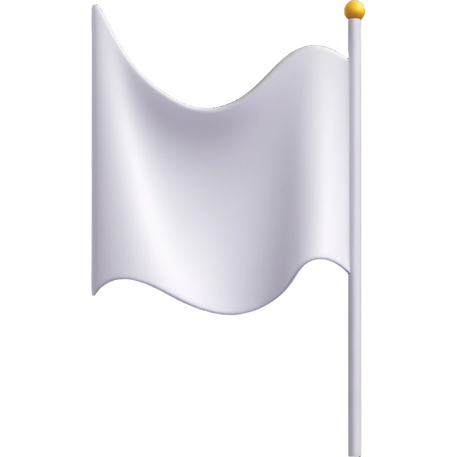 white flag, 3D style, wavy shape, no text, transparent background emoji