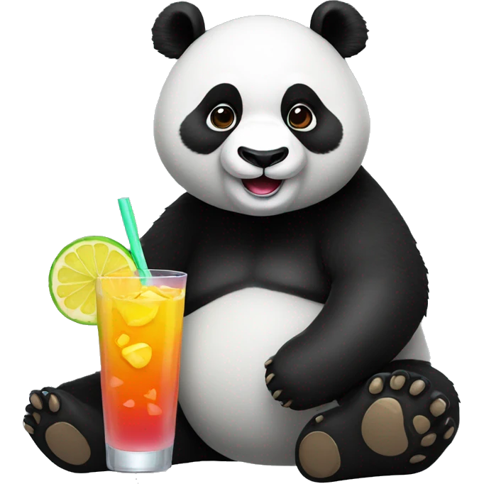 Whole panda with coctail in arm emoji