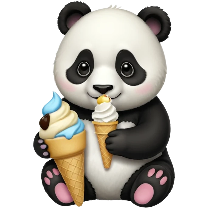 Panda eating ice cream emoji