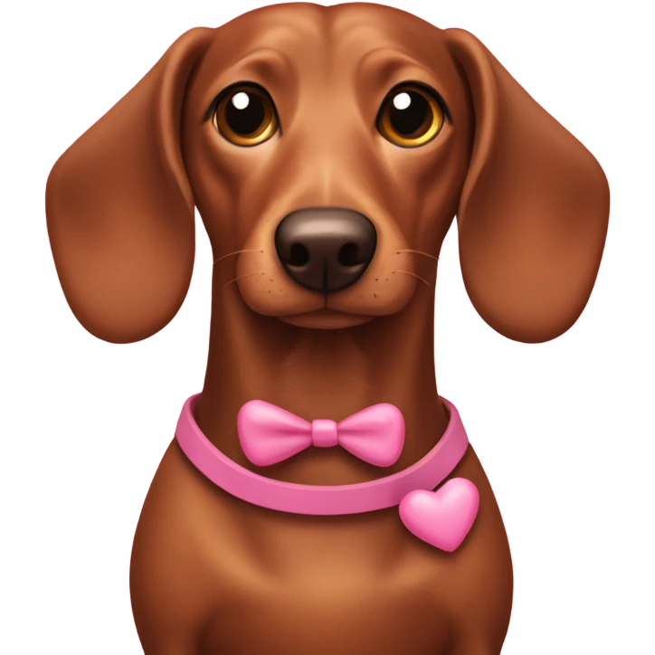 Brown Wiener dog with pink hearts  emoji
