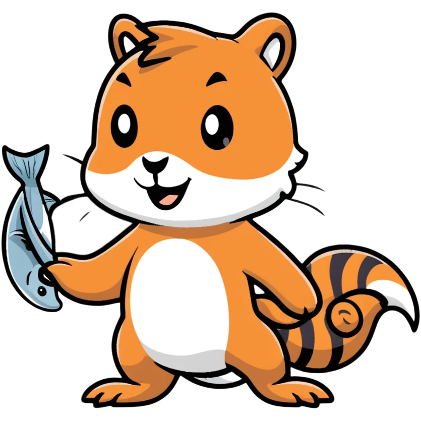 squirrel fighting with a fish as a weapon emoji