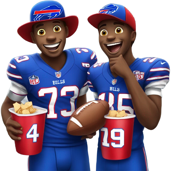 boys enjoying a moment together as buffalo bills football fan emoji