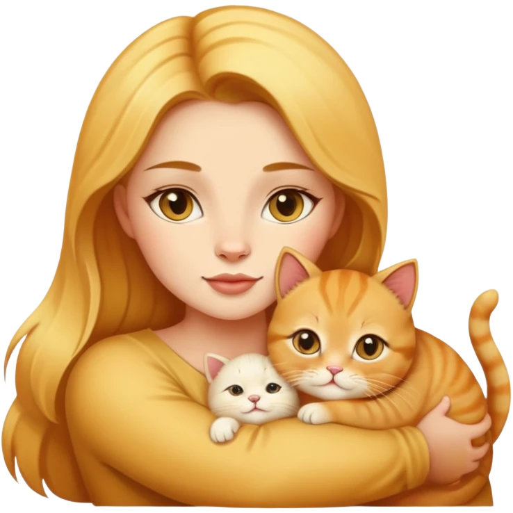 Sexy beautiful girl with a baby fat golden cat emoji