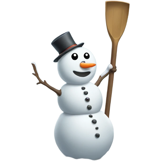 Snowman holding shovel  emoji