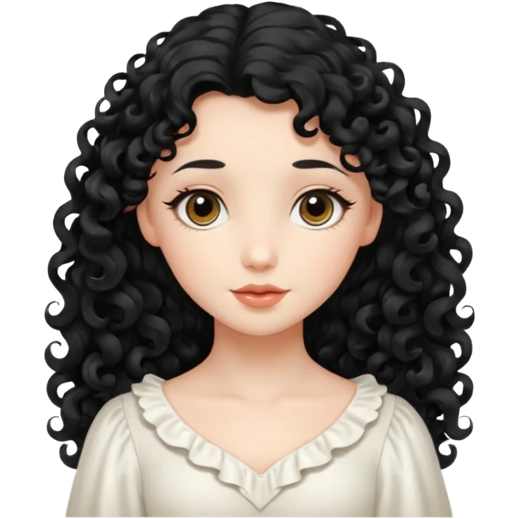 Gentle angel with long black curls and cloud background emoji