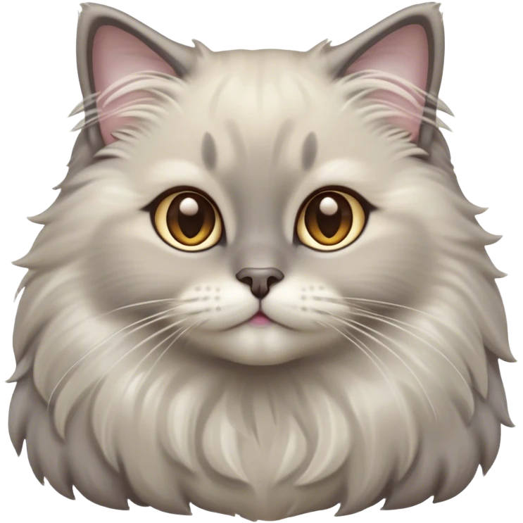 Cinematic Adorable Fluffy Grey Ragdoll Cat Portrait Emoji, Head tilted cutely with big, sparkling eyes, soft grey fur with lighter tones around the face and paws, Simplified yet irresistibly adorable features, highly detailed, glowing with a soft, warm glow, high shine, affectionate and playful, stylized with a touch of whimsy, bright and endearing, soft glowing outline, capturing the essence of a curious and loving kitten, so cute it feels like it could leap out of the screen and snuggle up for a cuddle! emoji
