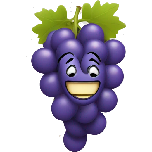 smile emoji with grapes instead of a brain emoji
